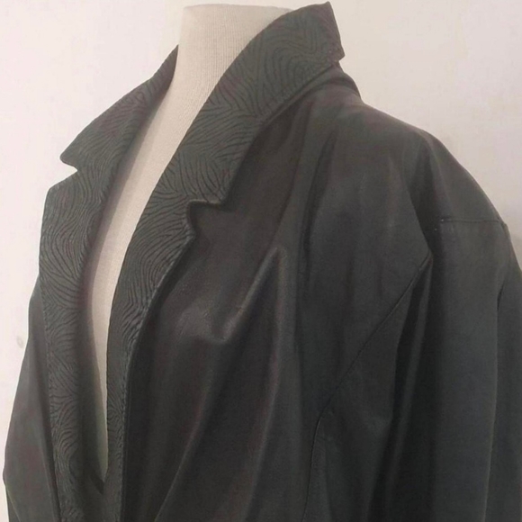 Size 12 80s vintage leather bomber jacket retro - Picture 2 of 9